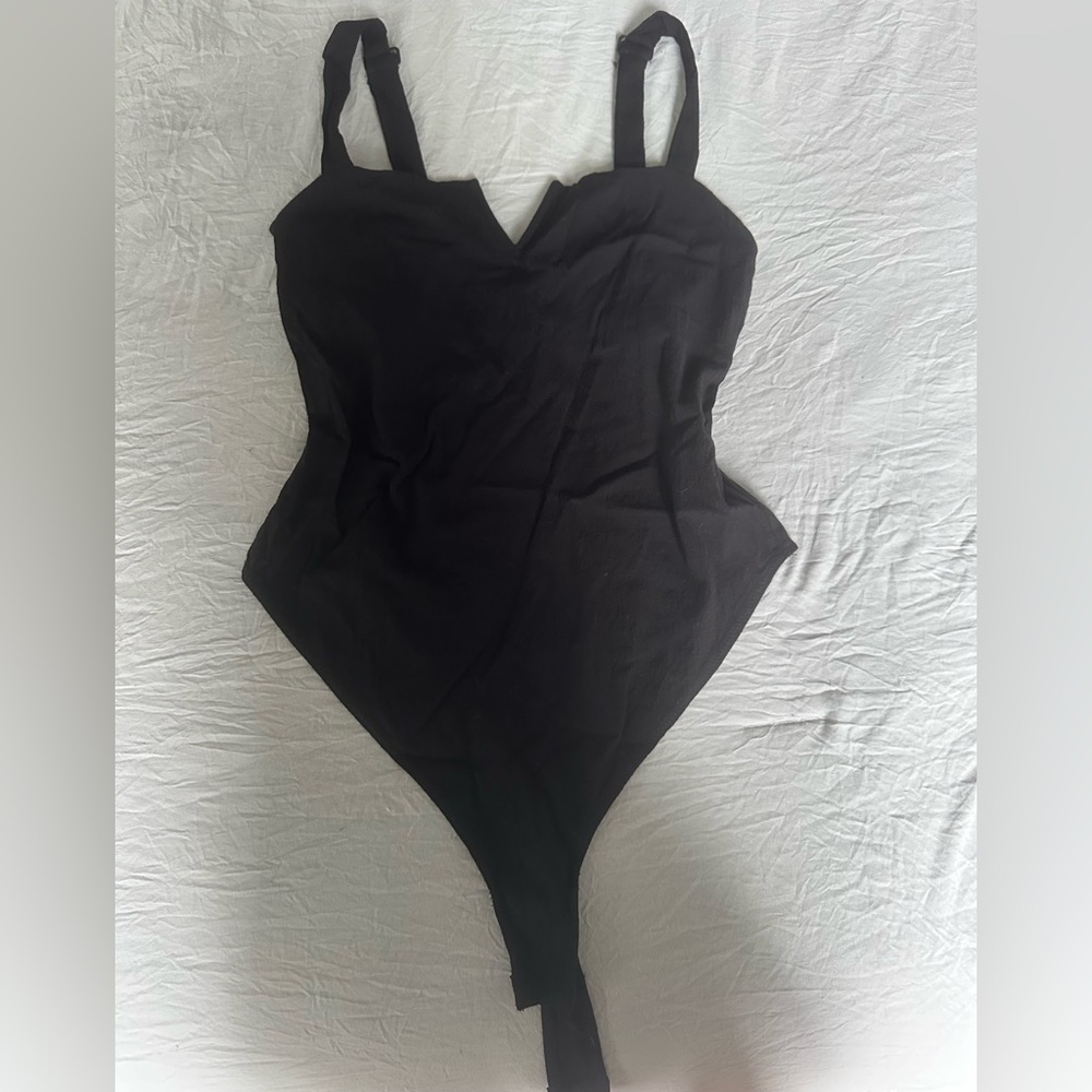 Free people V-Wired Black bodysuit
